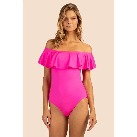 💕TRINA TURK💕 Monaco One Piece Bandeau ~ Pink Pop 2 NWT - Picture 2 of 12
